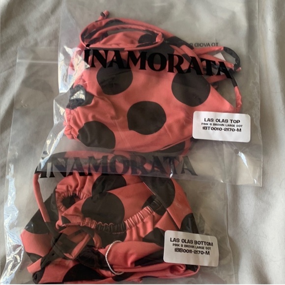 iNAMORATA Pink Bikini with brown Polka Dots size M - Picture 4 of 9